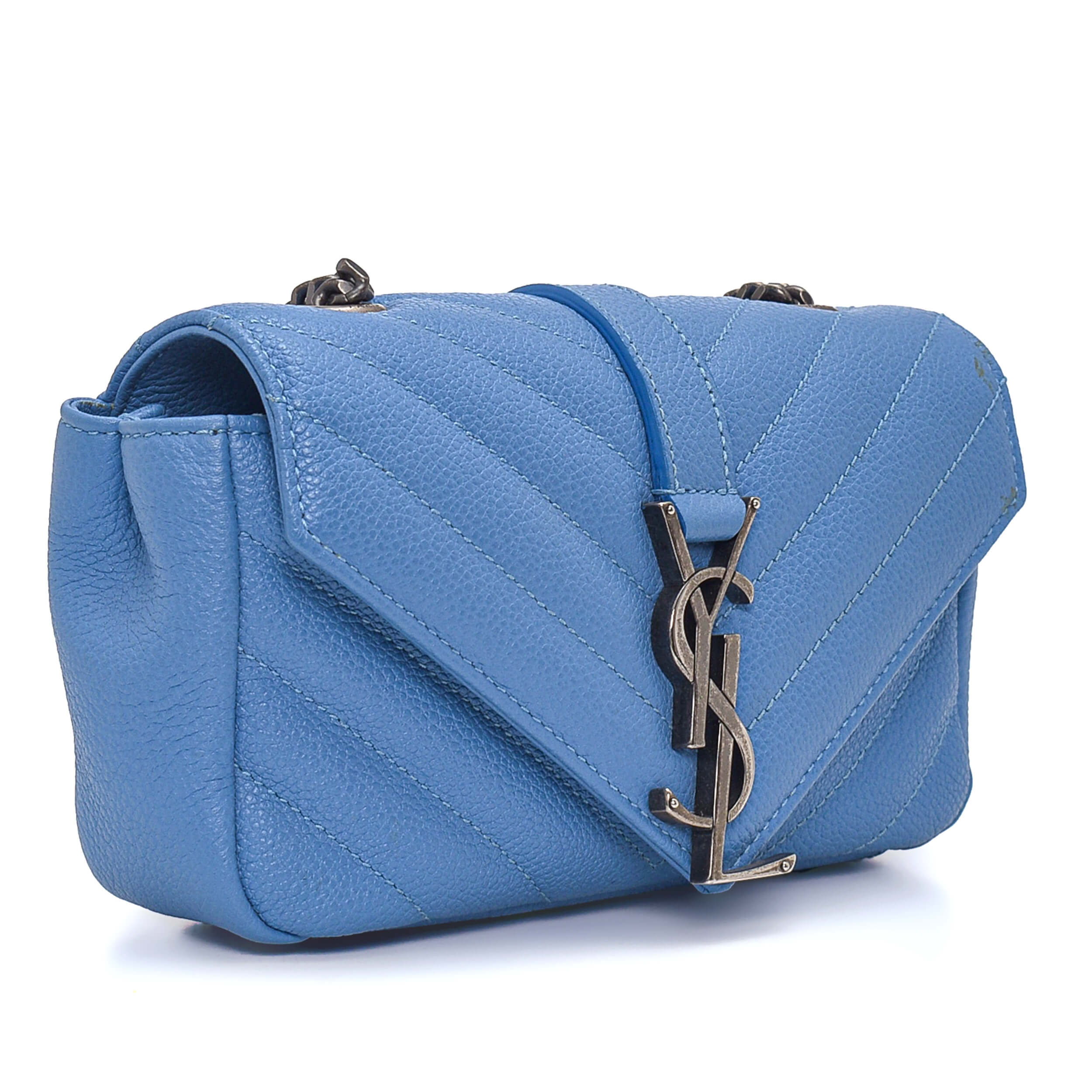 Yves Saint Laurent - Blue Chevron Mini College Bag